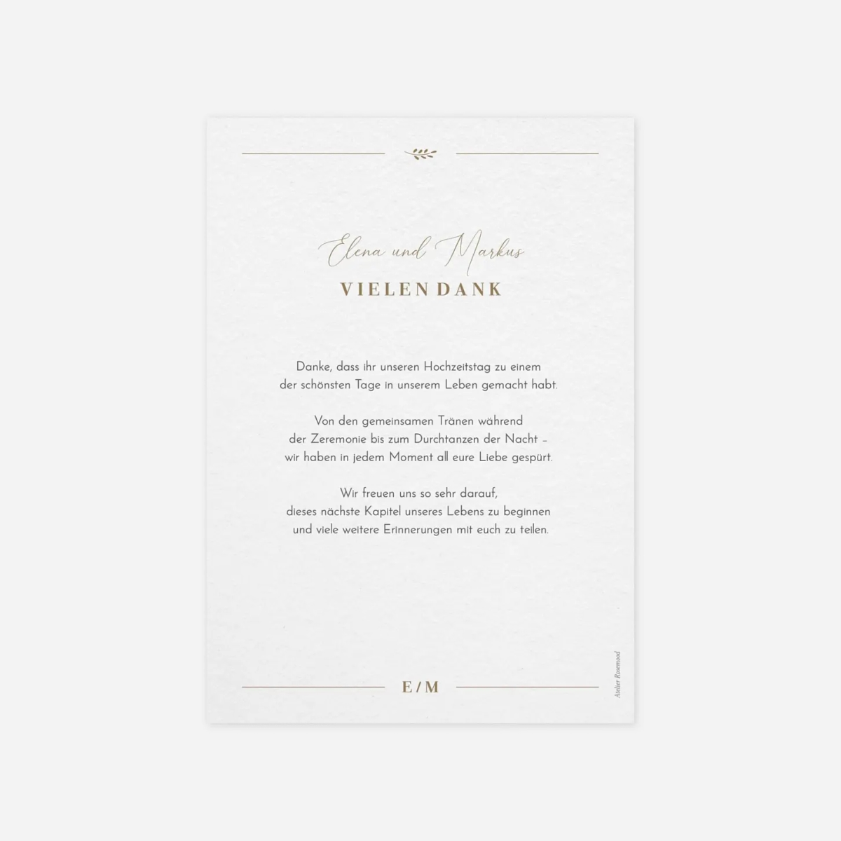 Dankeskarte Hochzeit Schlichte Harmonie