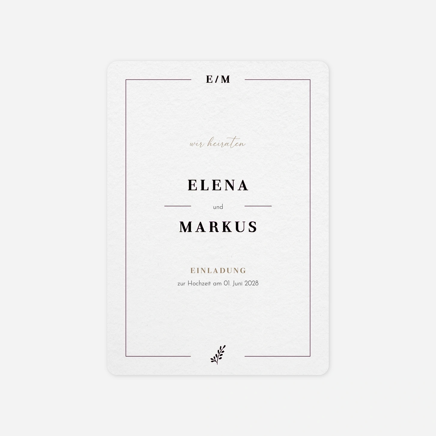 Hochzeitseinladung Schlichte Harmonie