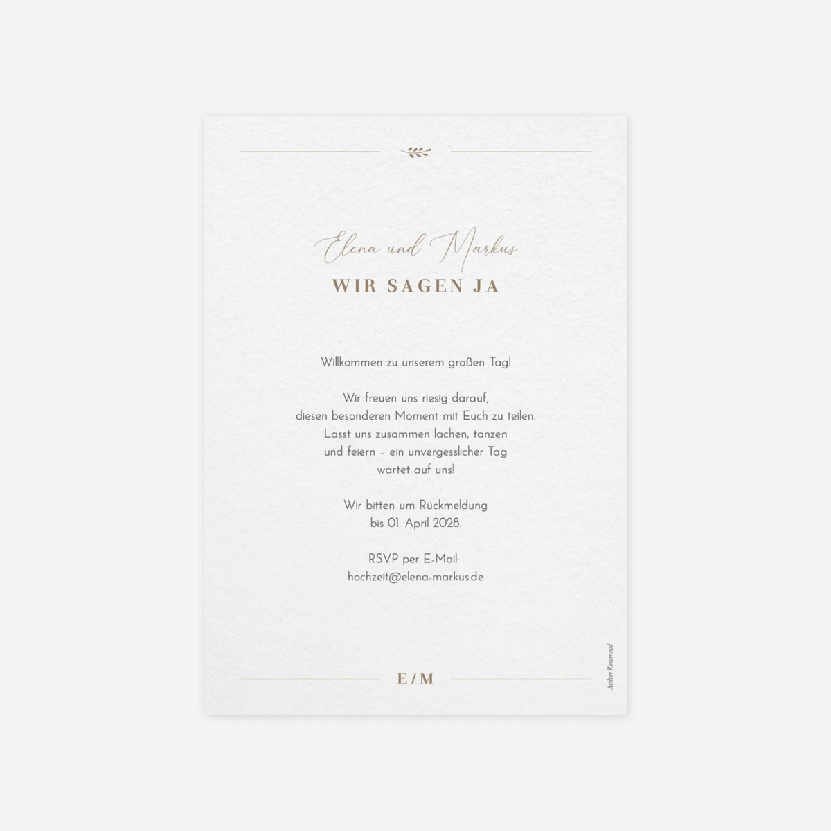 Hochzeitseinladung Schlichte Harmonie