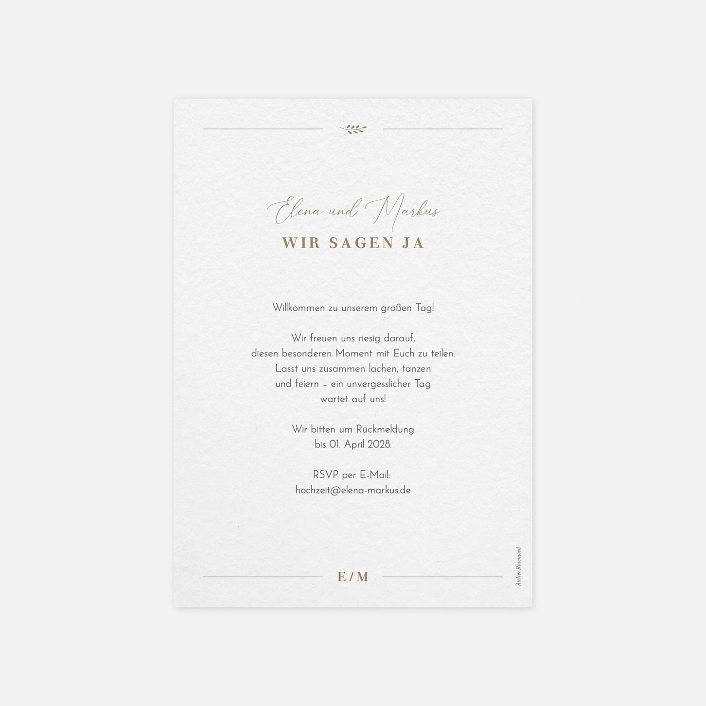 Hochzeitseinladung Schlichte Harmonie