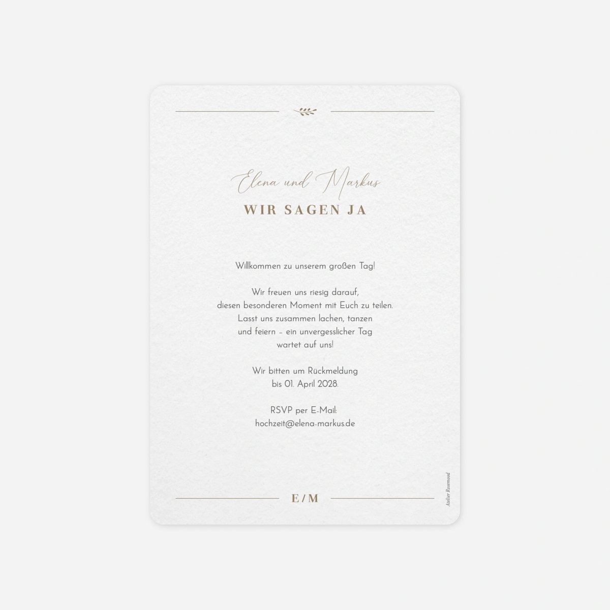 Hochzeitseinladung Schlichte Harmonie