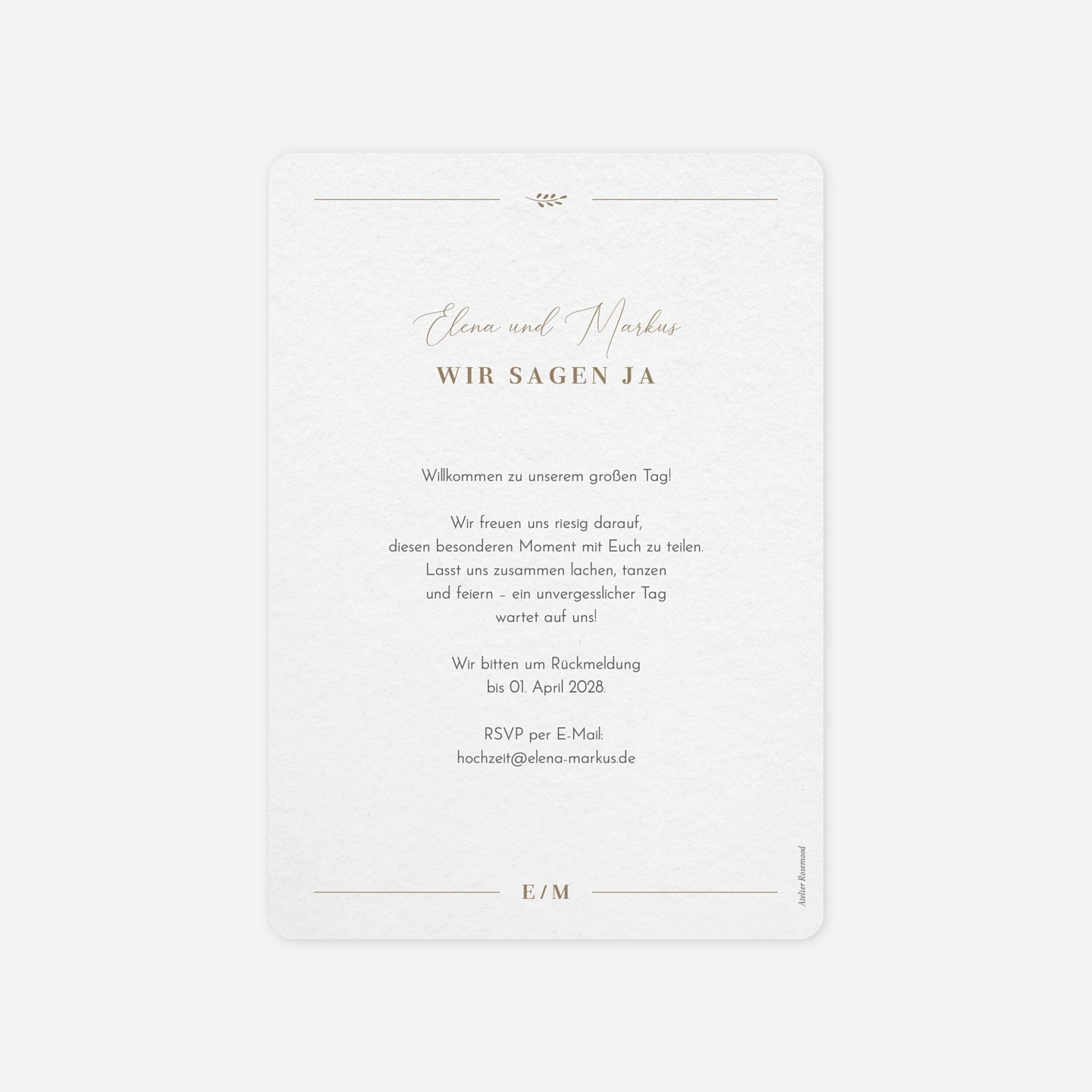 Hochzeitseinladung Schlichte Harmonie