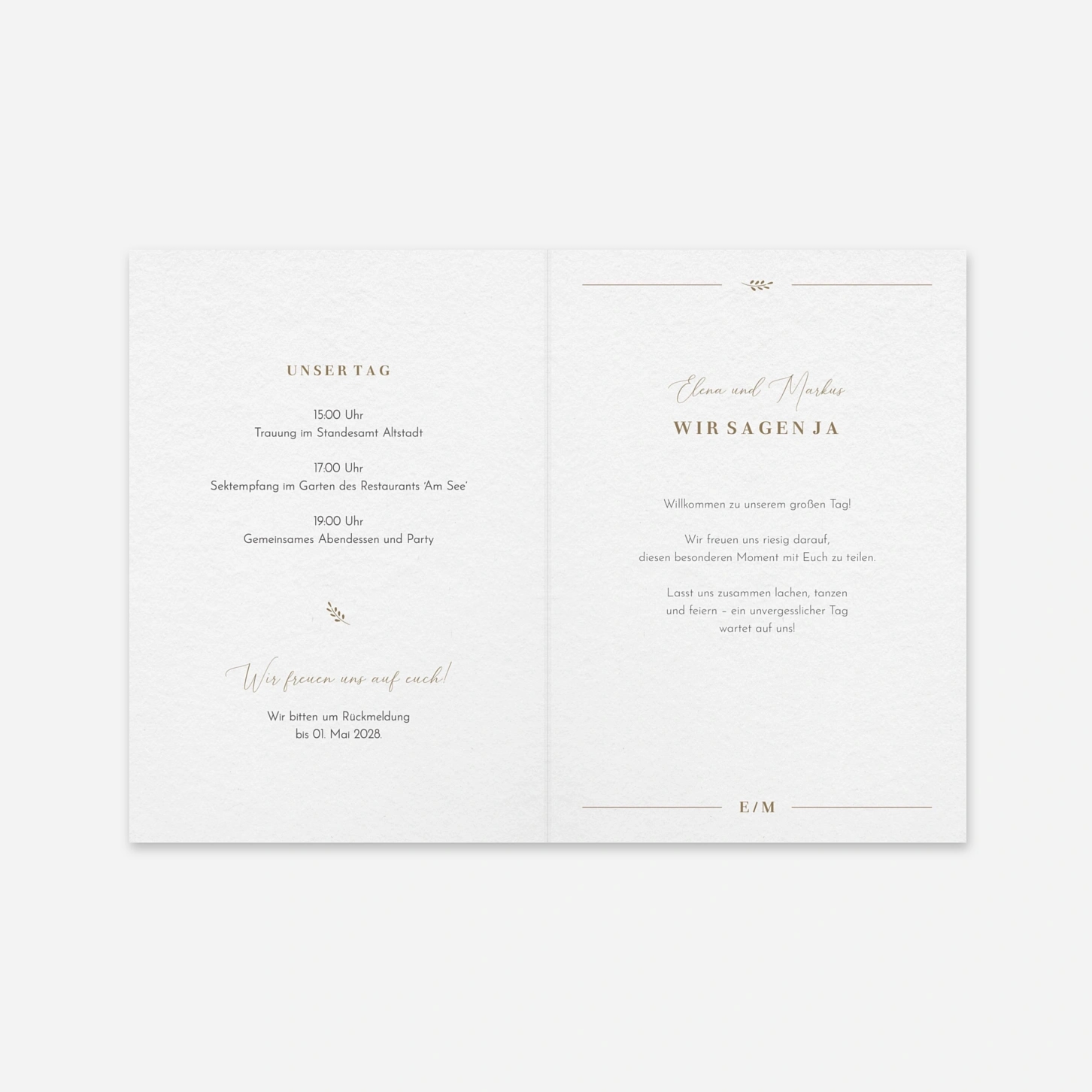 Hochzeitseinladung Schlichte Harmonie