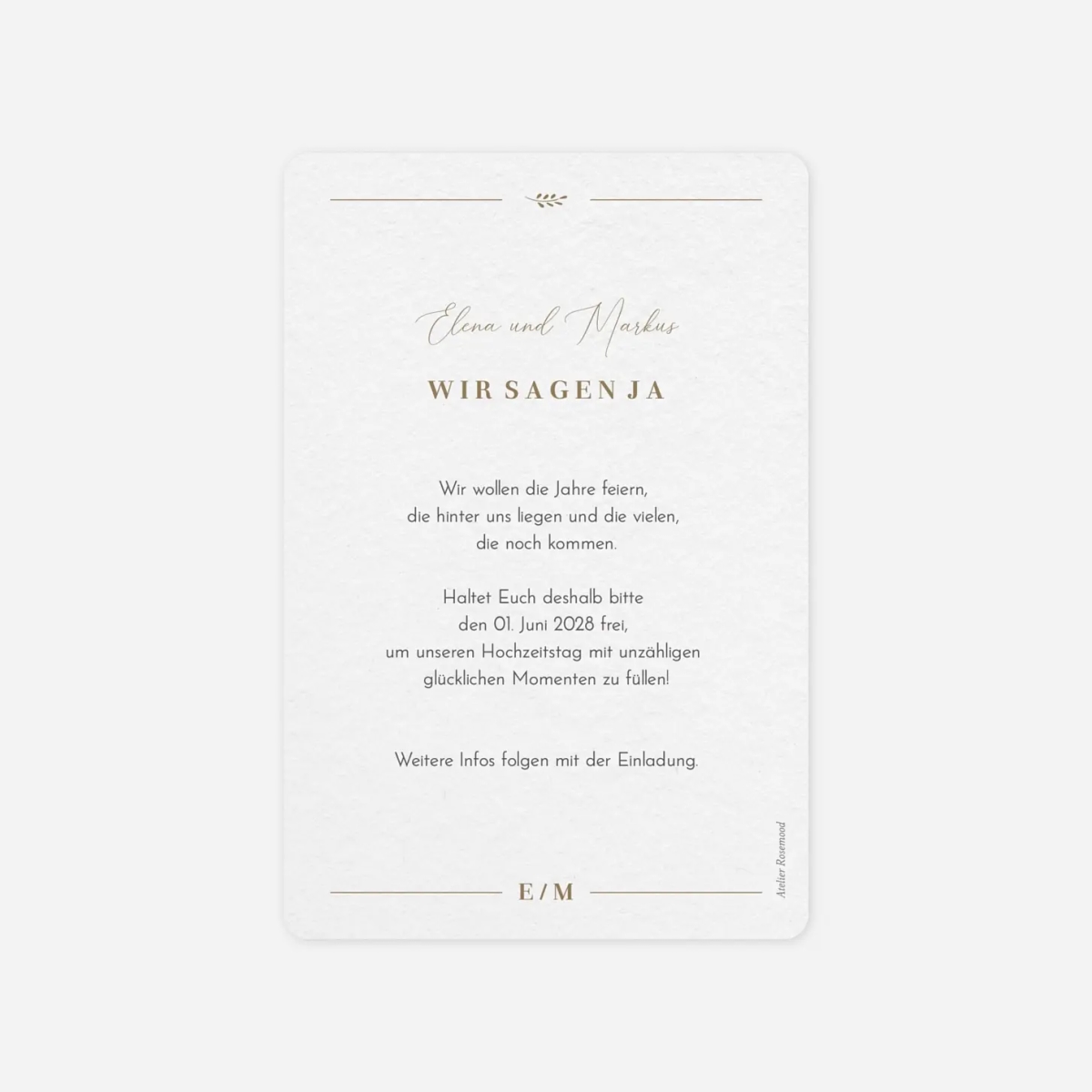 Save-the-Date Karte Schlichte Harmonie