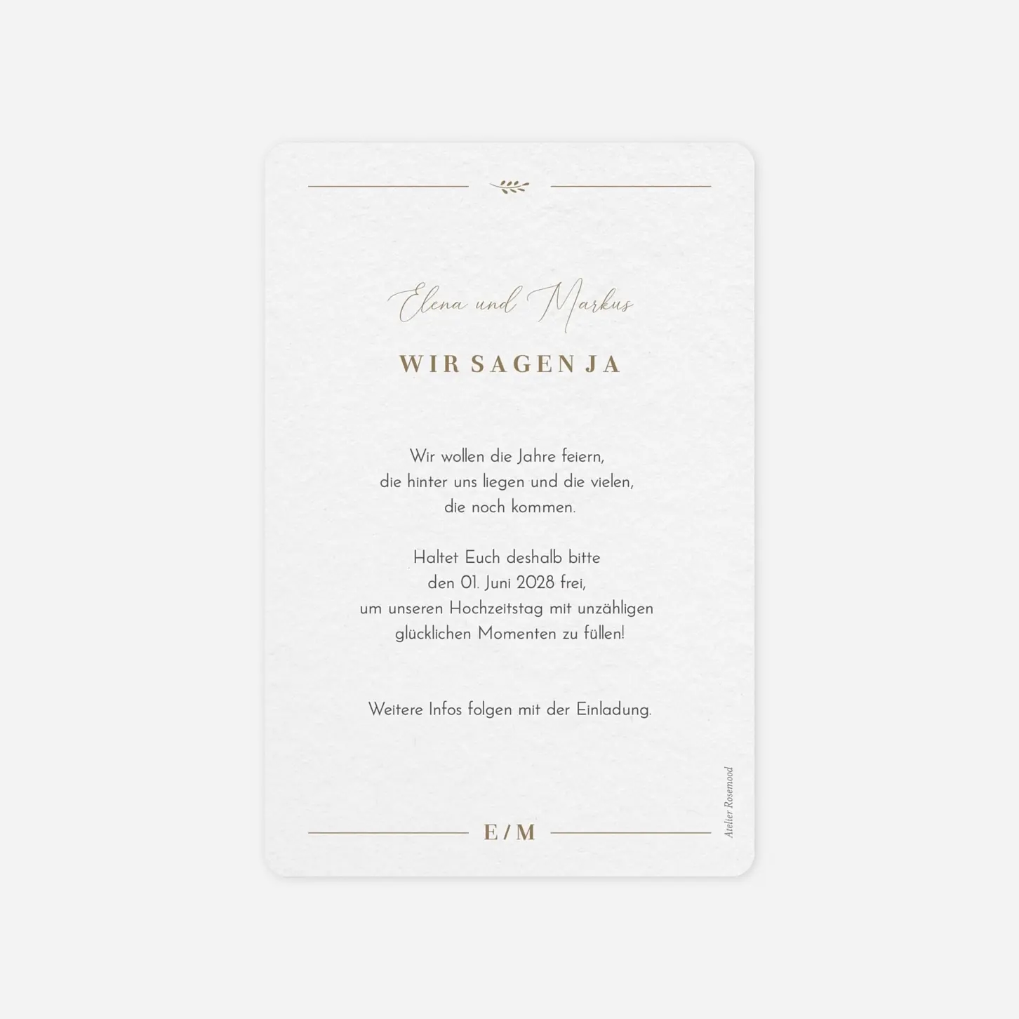 Save-the-Date Karte Schlichte Harmonie