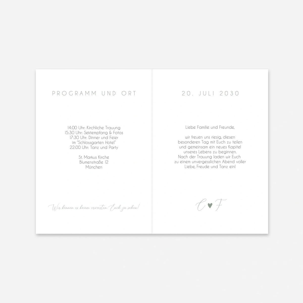 Hochzeitseinladung Stilvolles Herz