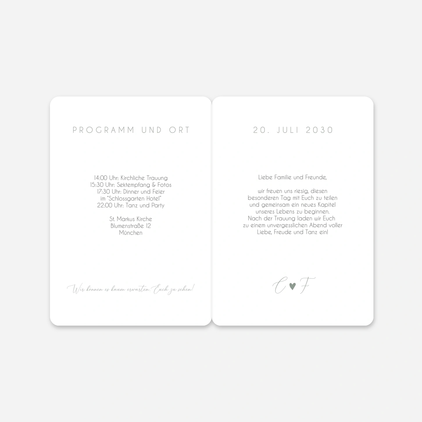 Hochzeitseinladung Stilvolles Herz