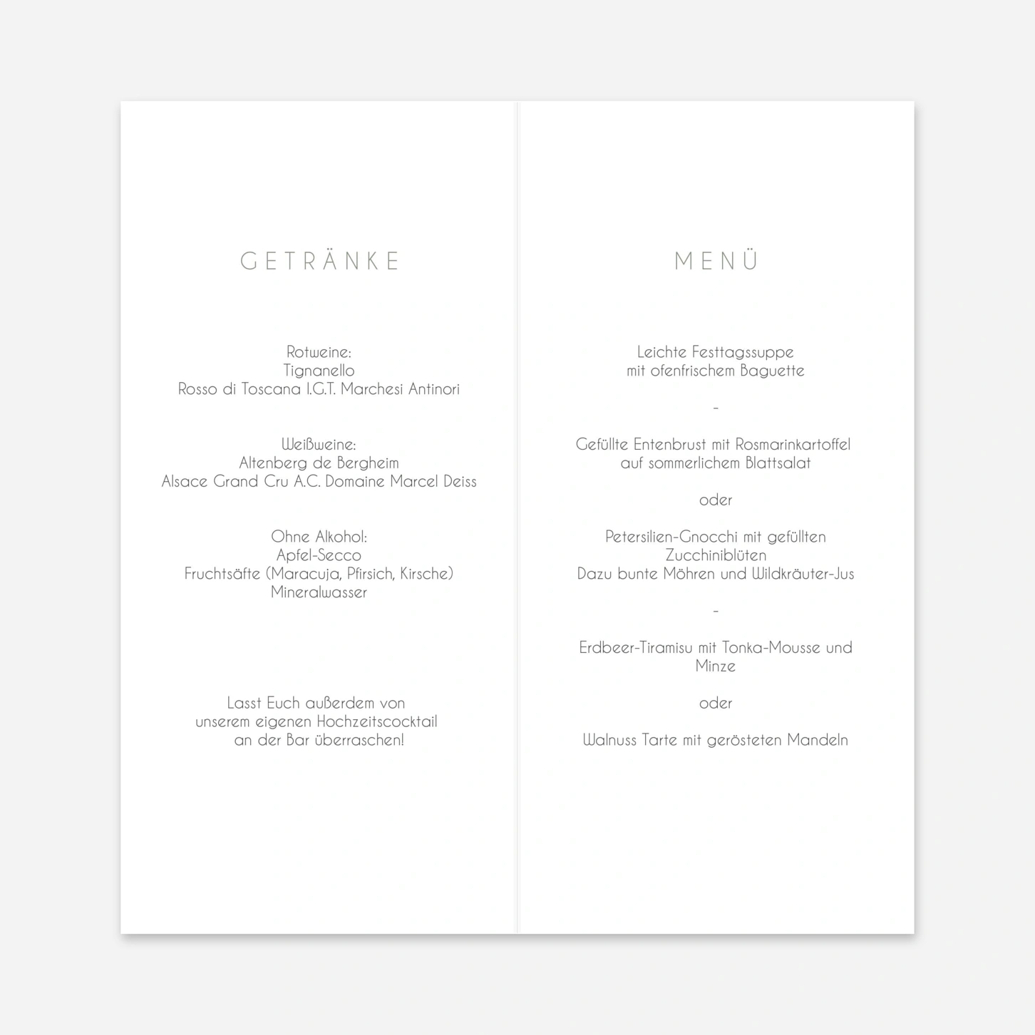 Menükarte Hochzeit Stilvolles Herz