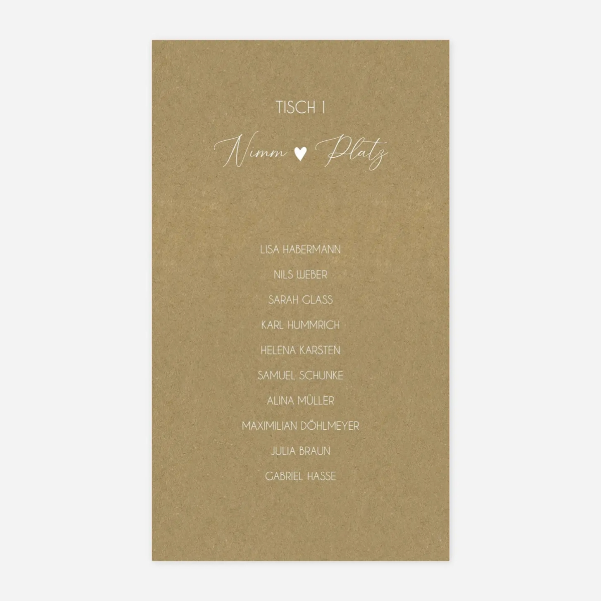 Gruppentischkarte Stilvolles Herz