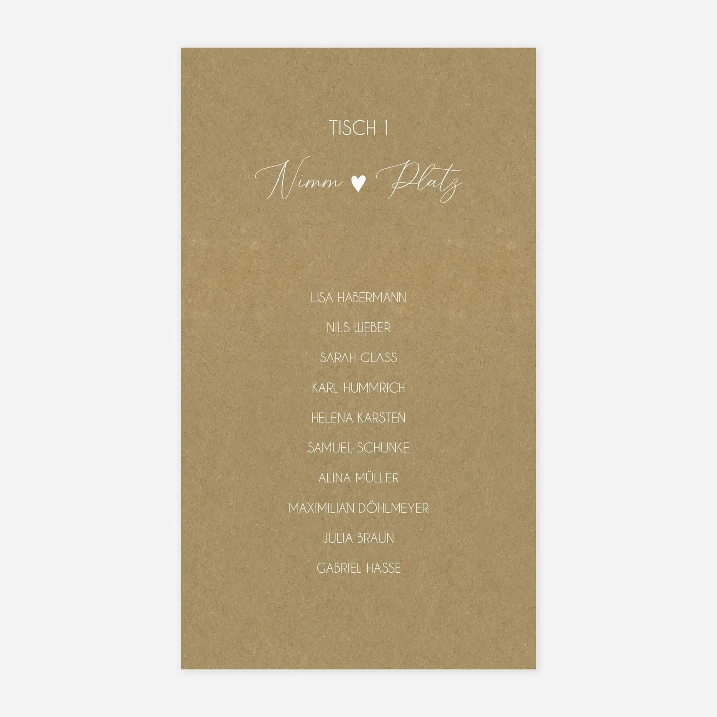 Gruppentischkarte Stilvolles Herz