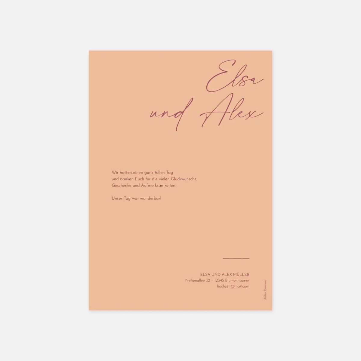 Dankeskarte Hochzeit Signatur