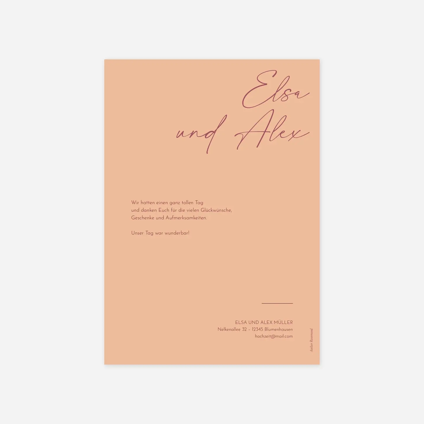 Dankeskarte Hochzeit Signatur