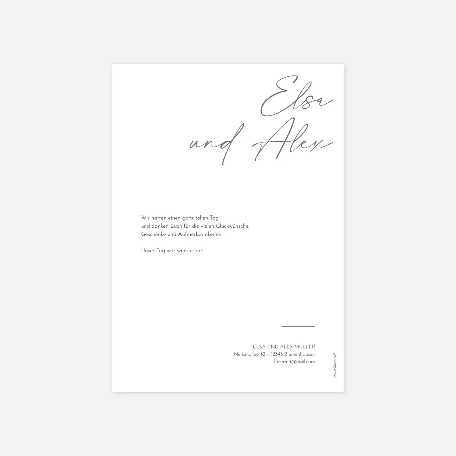 Dankeskarte Hochzeit Signatur