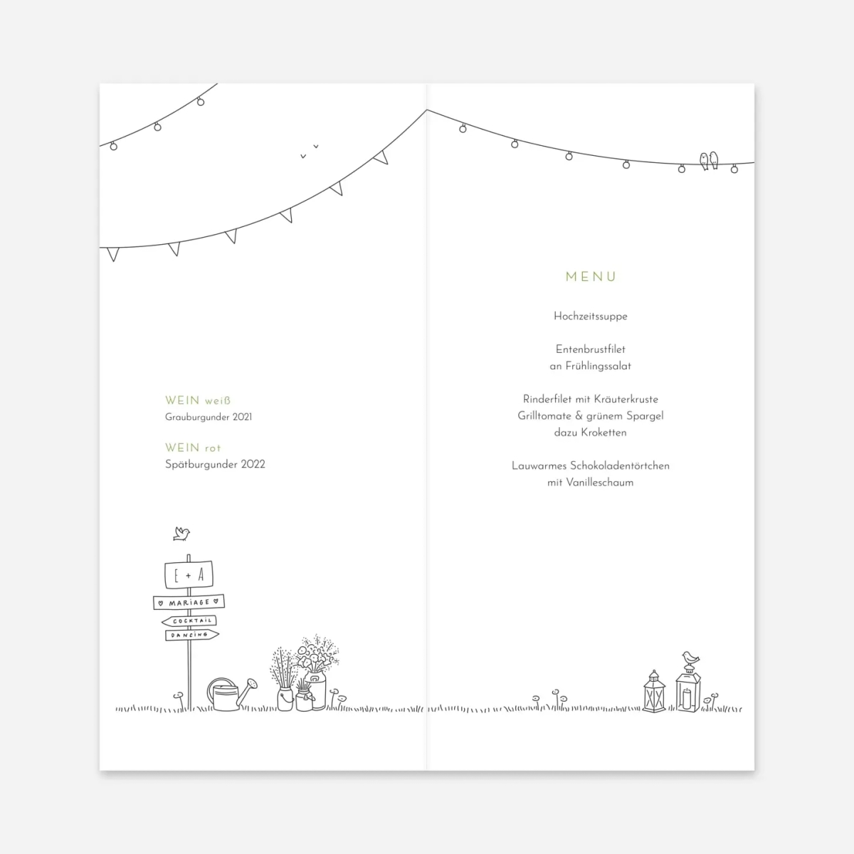 Menükarte Hochzeit Sommerhochzeit
