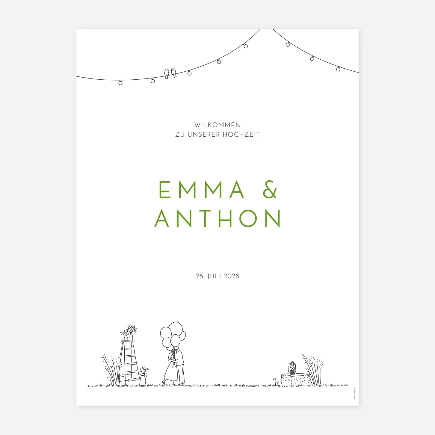 Willkommensschild Sommerhochzeit