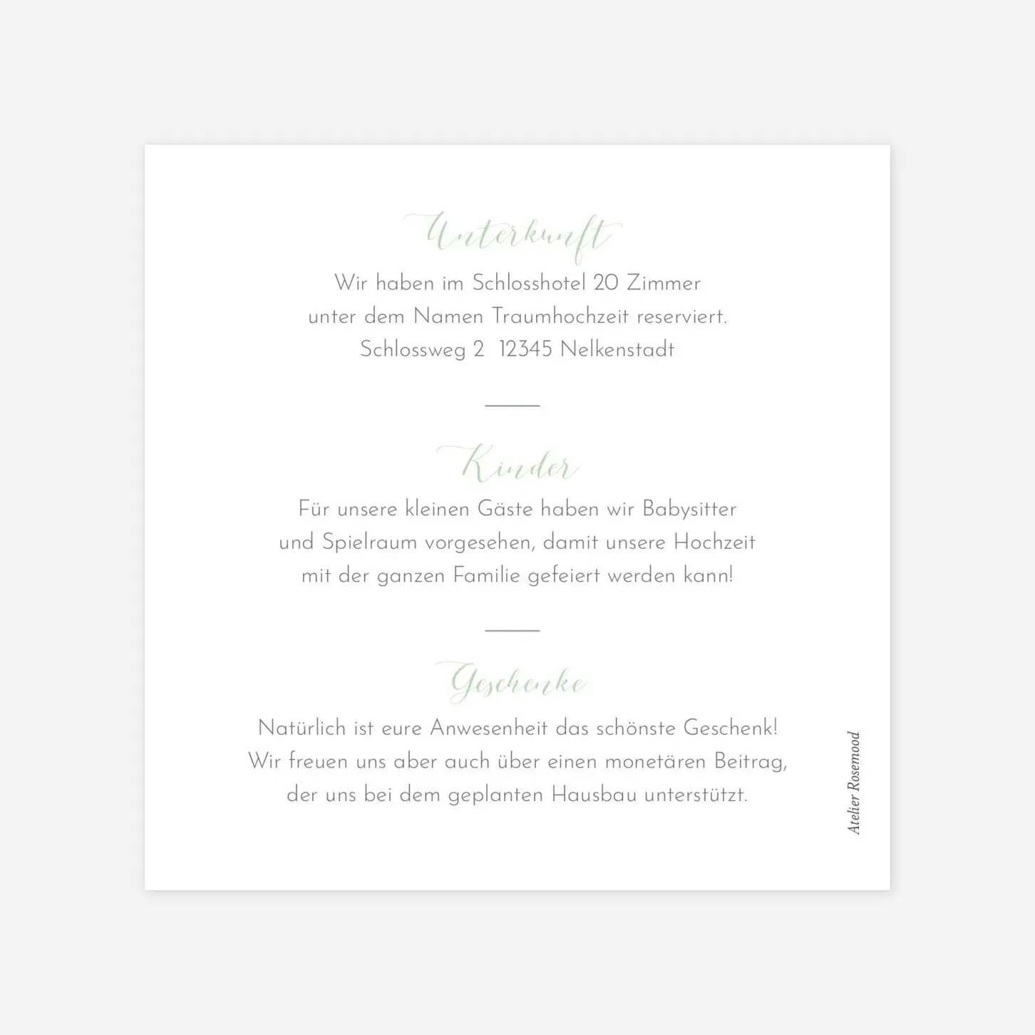 Hochzeit Mini-Einladungskarte Sommerwiese