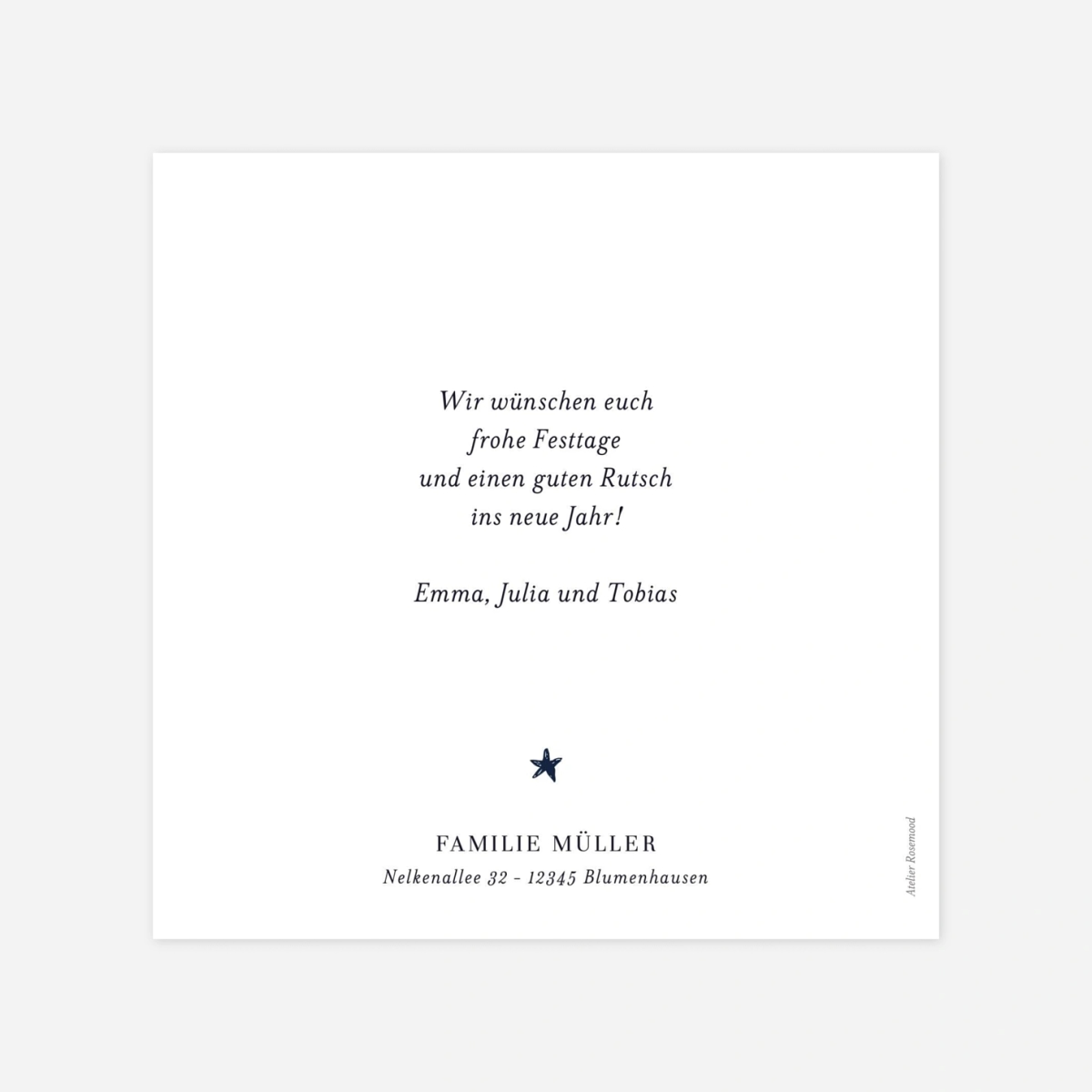 Weihnachtskarte Sternenband beidseitig
