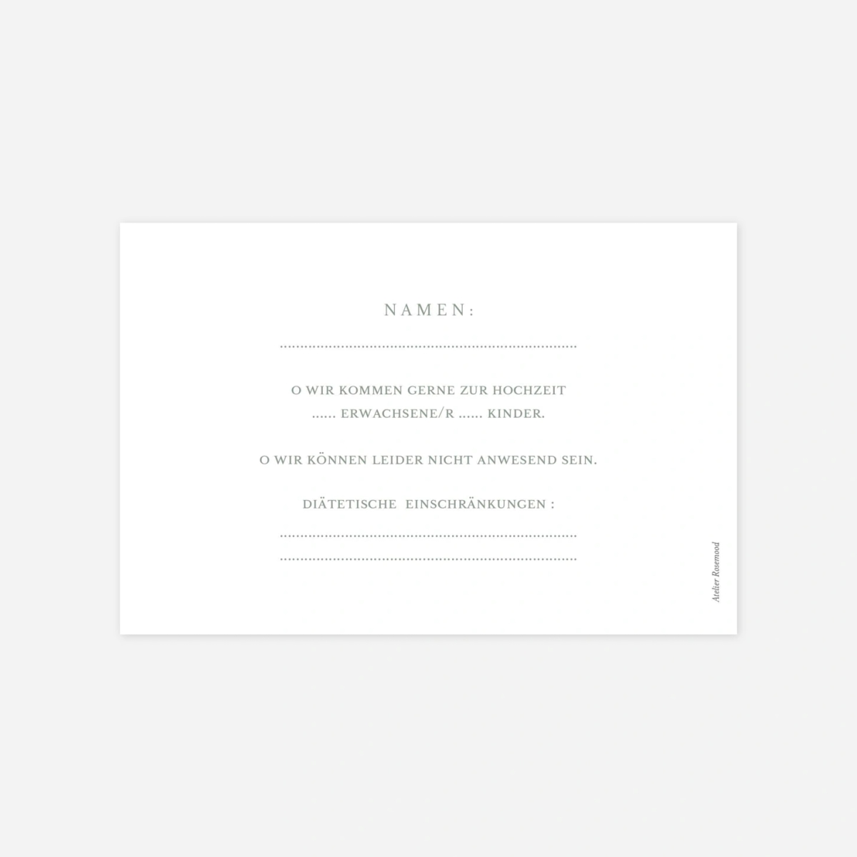 Antwortkarte Hochzeit Sanfte Zweisamkeit