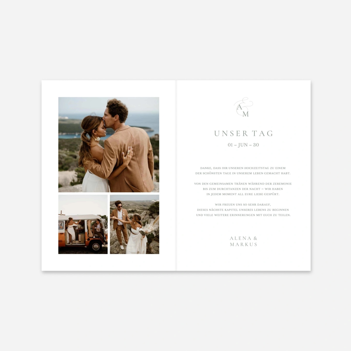 Dankeskarte Hochzeit Sanfte Zweisamkeit