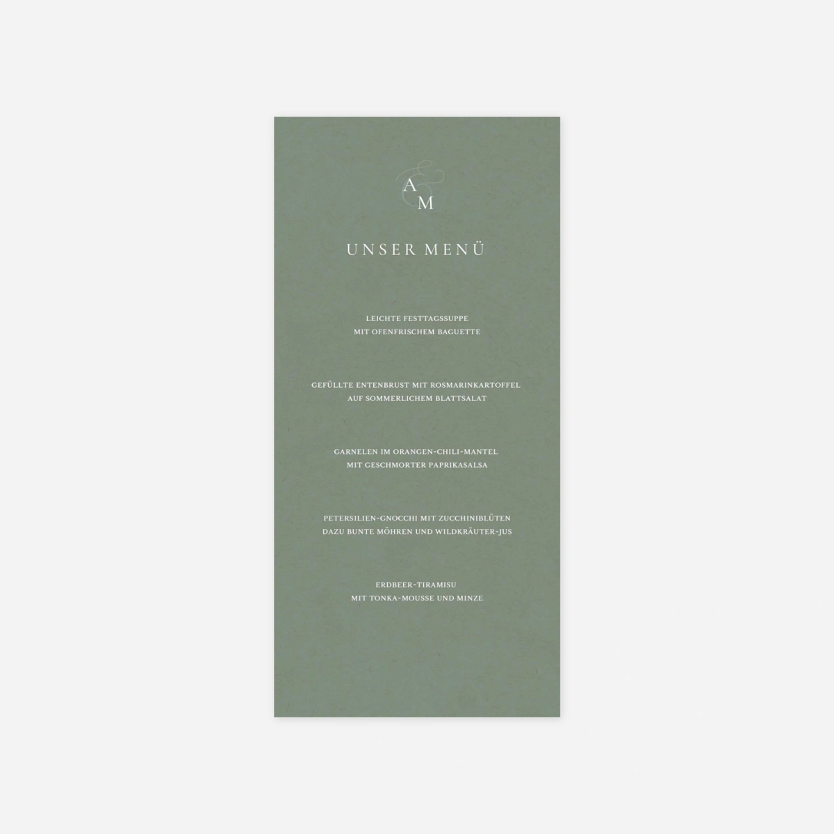 Menükarte Hochzeit Sanfte Zweisamkeit