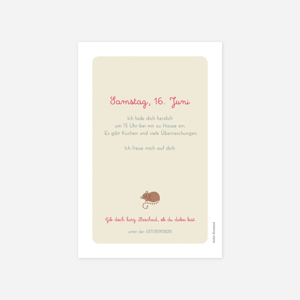 Kindergeburtstagseinladung Tierfamilie