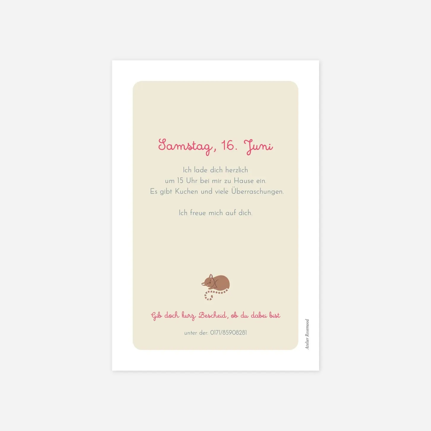 Kindergeburtstagseinladung Tierfamilie