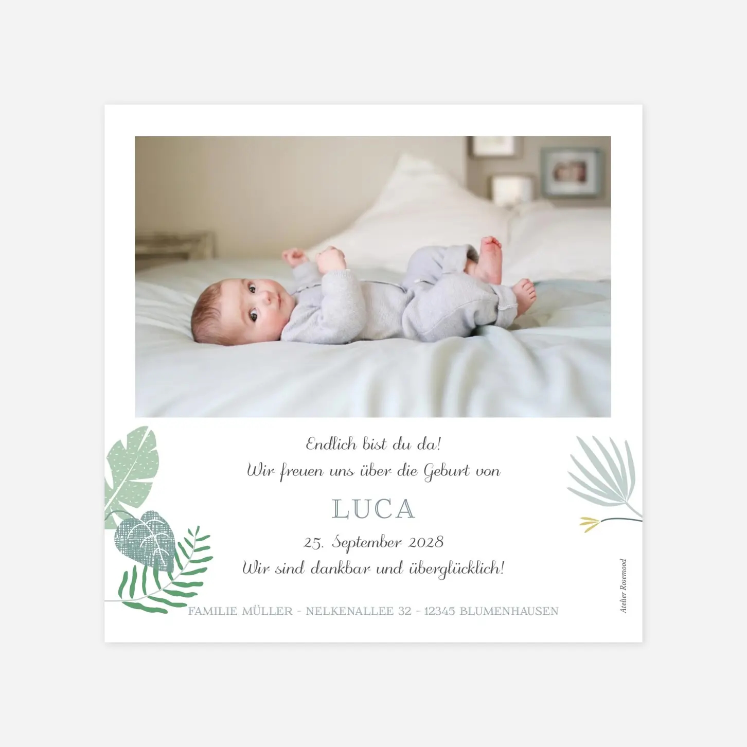 Geburtskarte Tropischer Garten