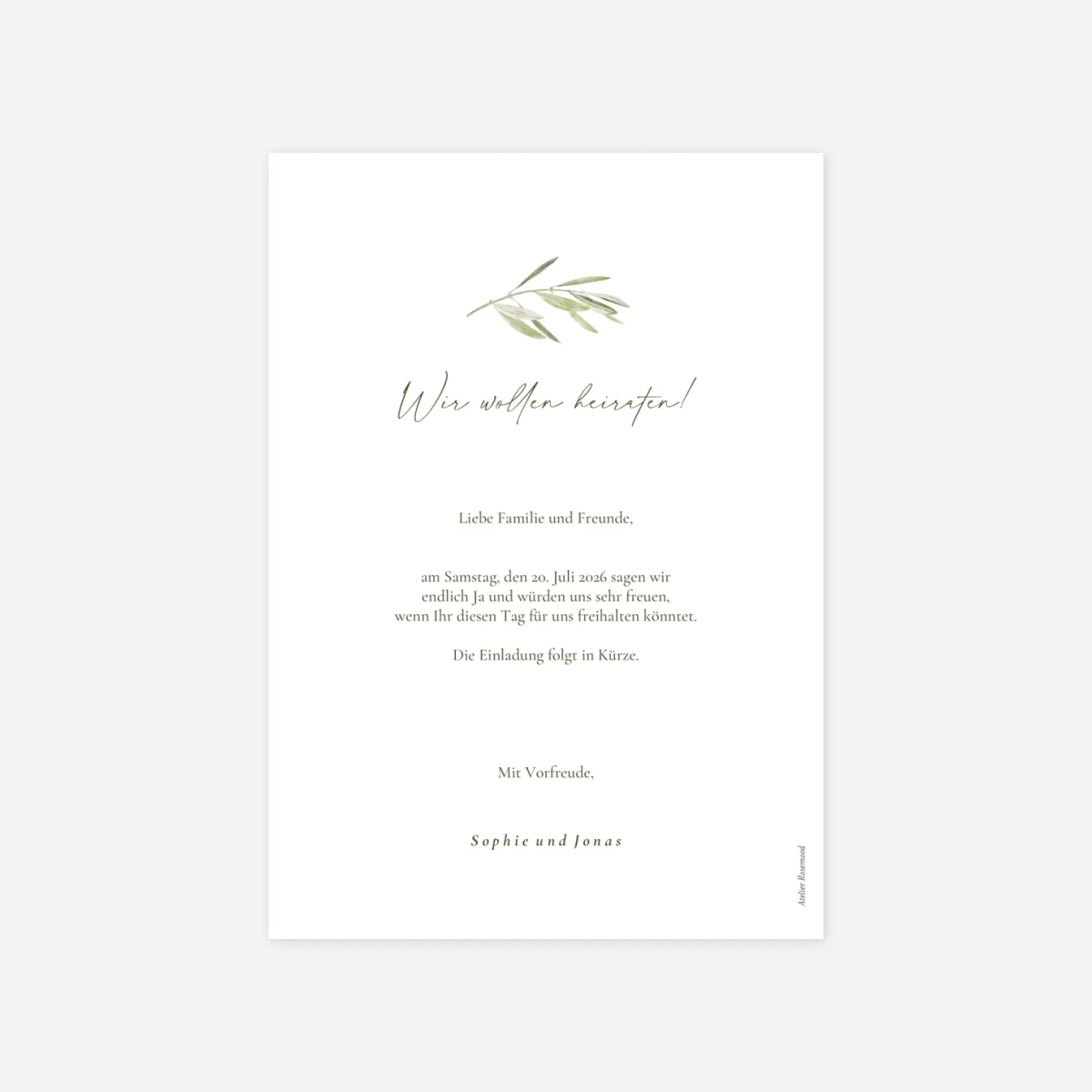 Save-the-Date Karte Unter den Olivenbäumen