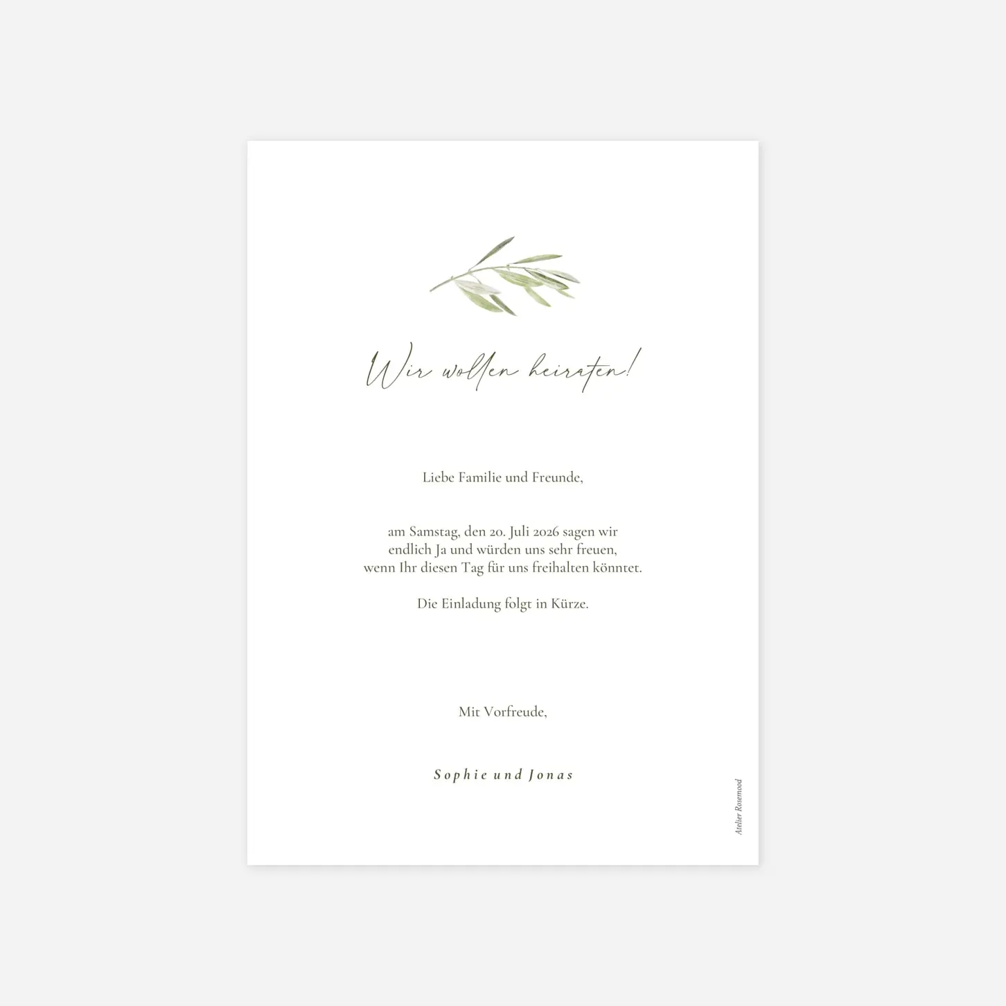 Save-the-Date Karte Unter den Olivenbäumen