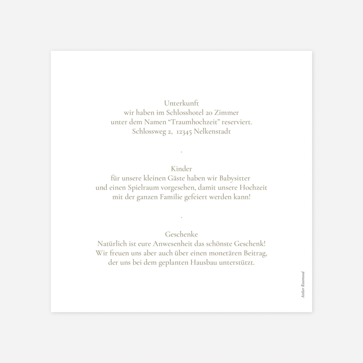 Hochzeit Mini-Einladungskarte Vereint