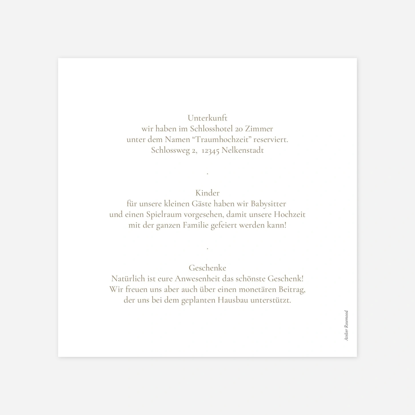 Hochzeit Mini-Einladungskarte Vereint