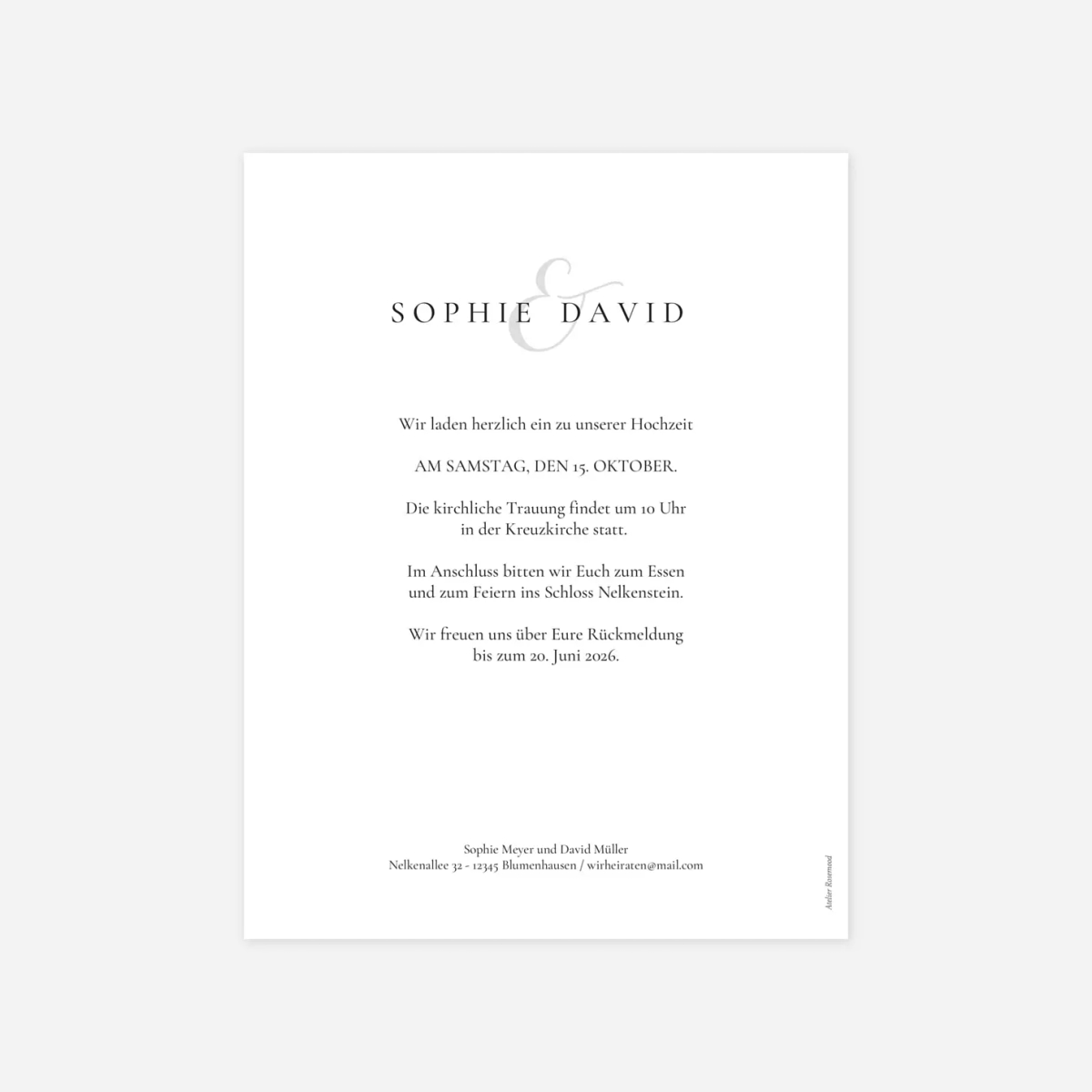 Hochzeitseinladung Unsere Vornamen