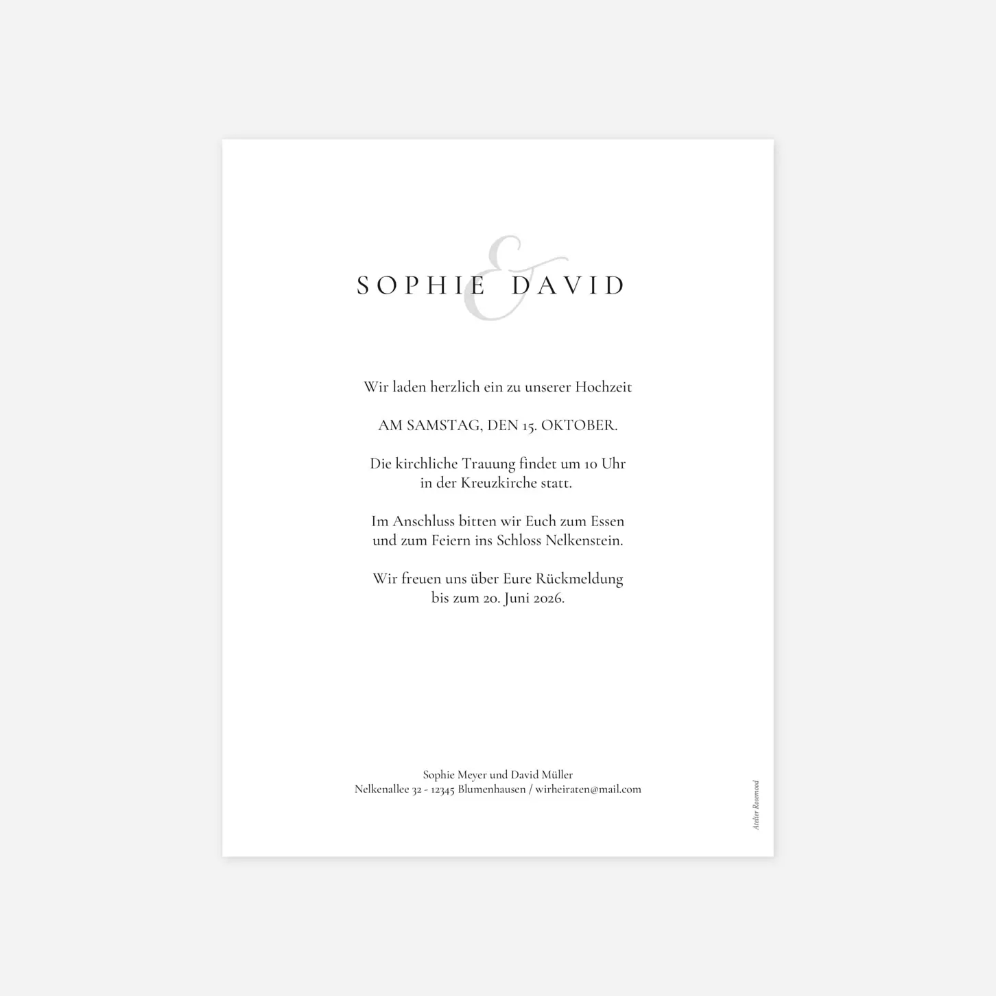 Hochzeitseinladung Unsere Vornamen