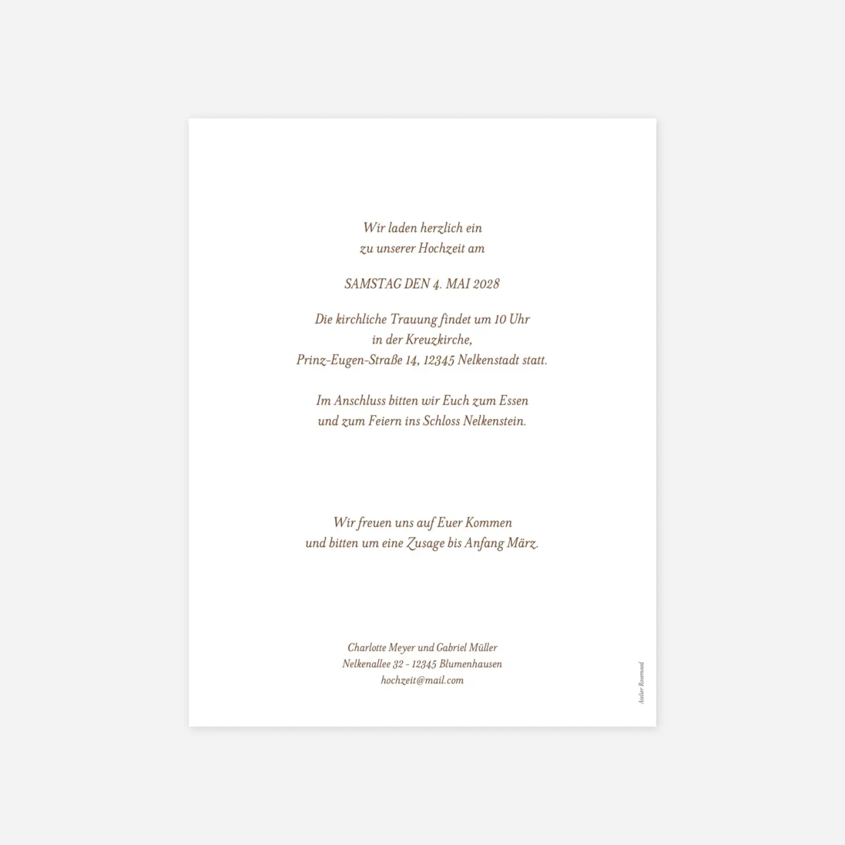 Hochzeitseinladung Unser Tag