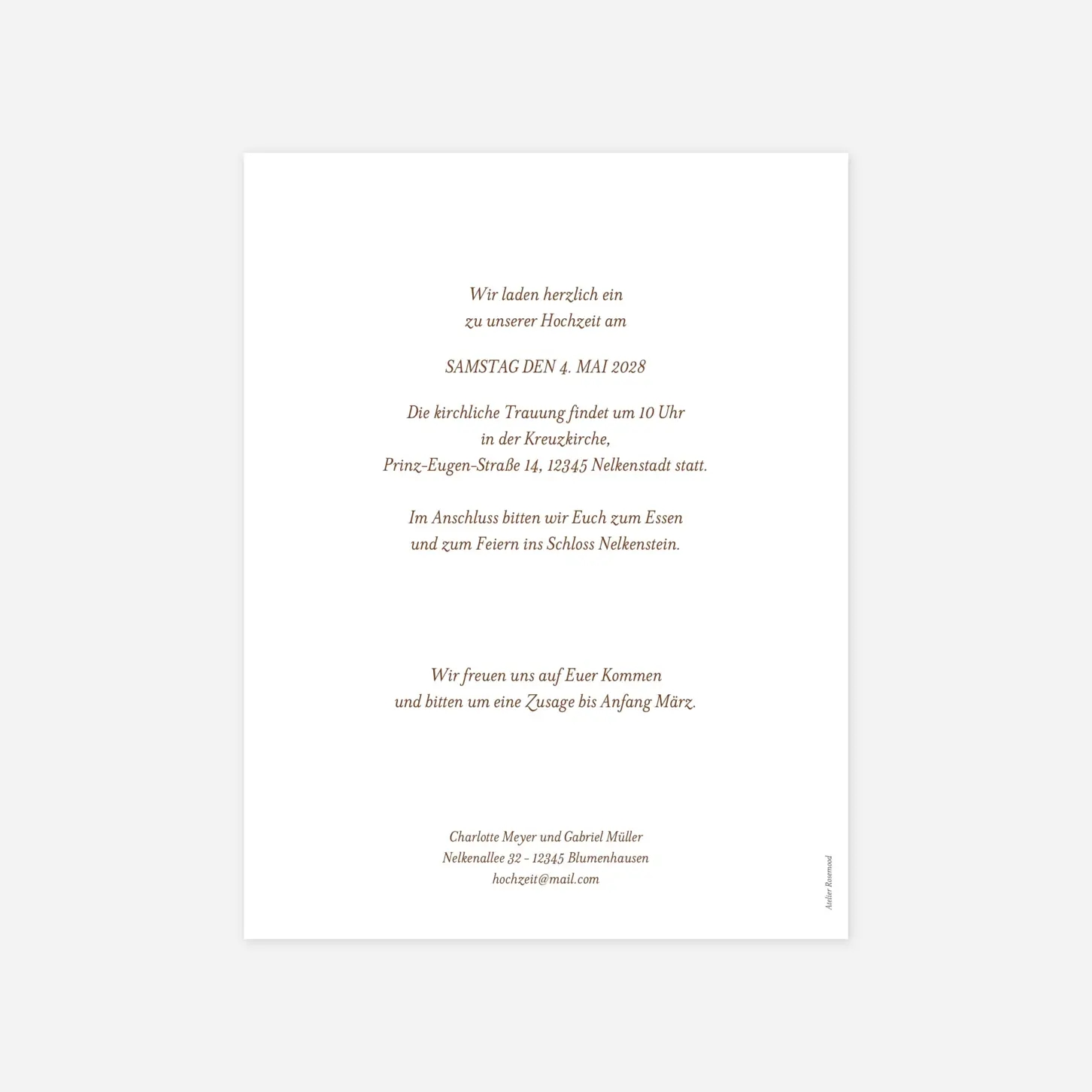 Hochzeitseinladung Unser Tag
