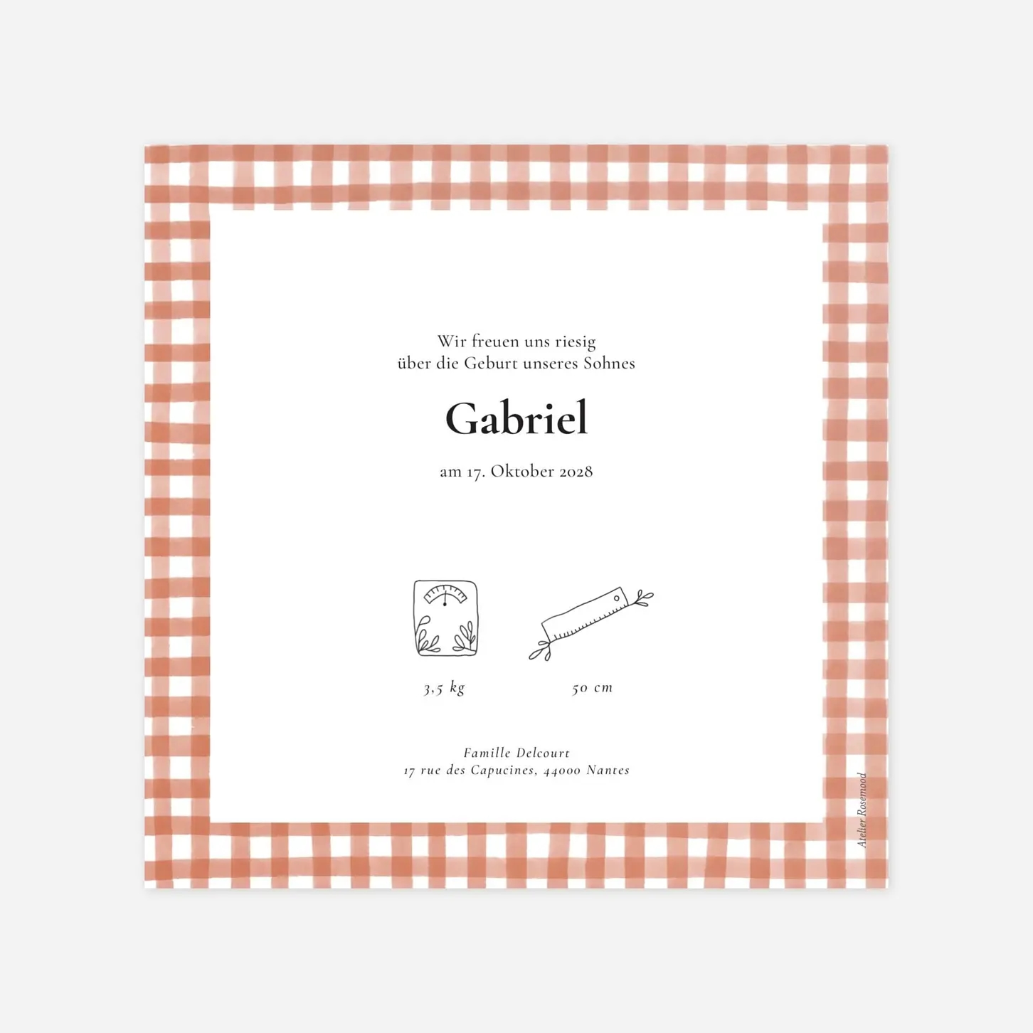 Geburtskarte Vichy-Karo