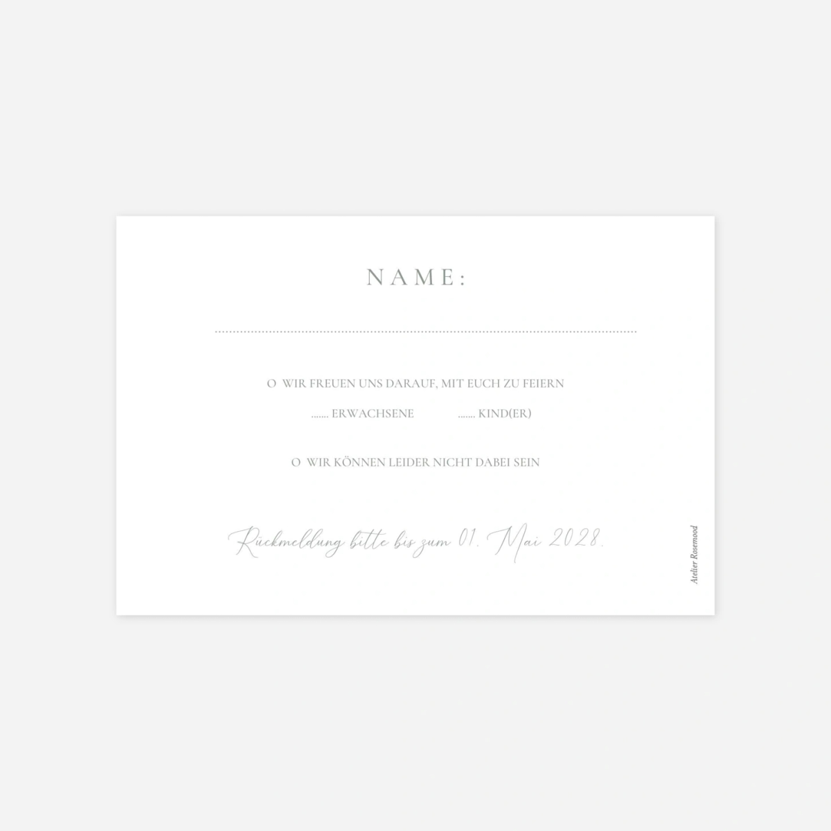 Antwortkarte Hochzeit Verbunden in Liebe