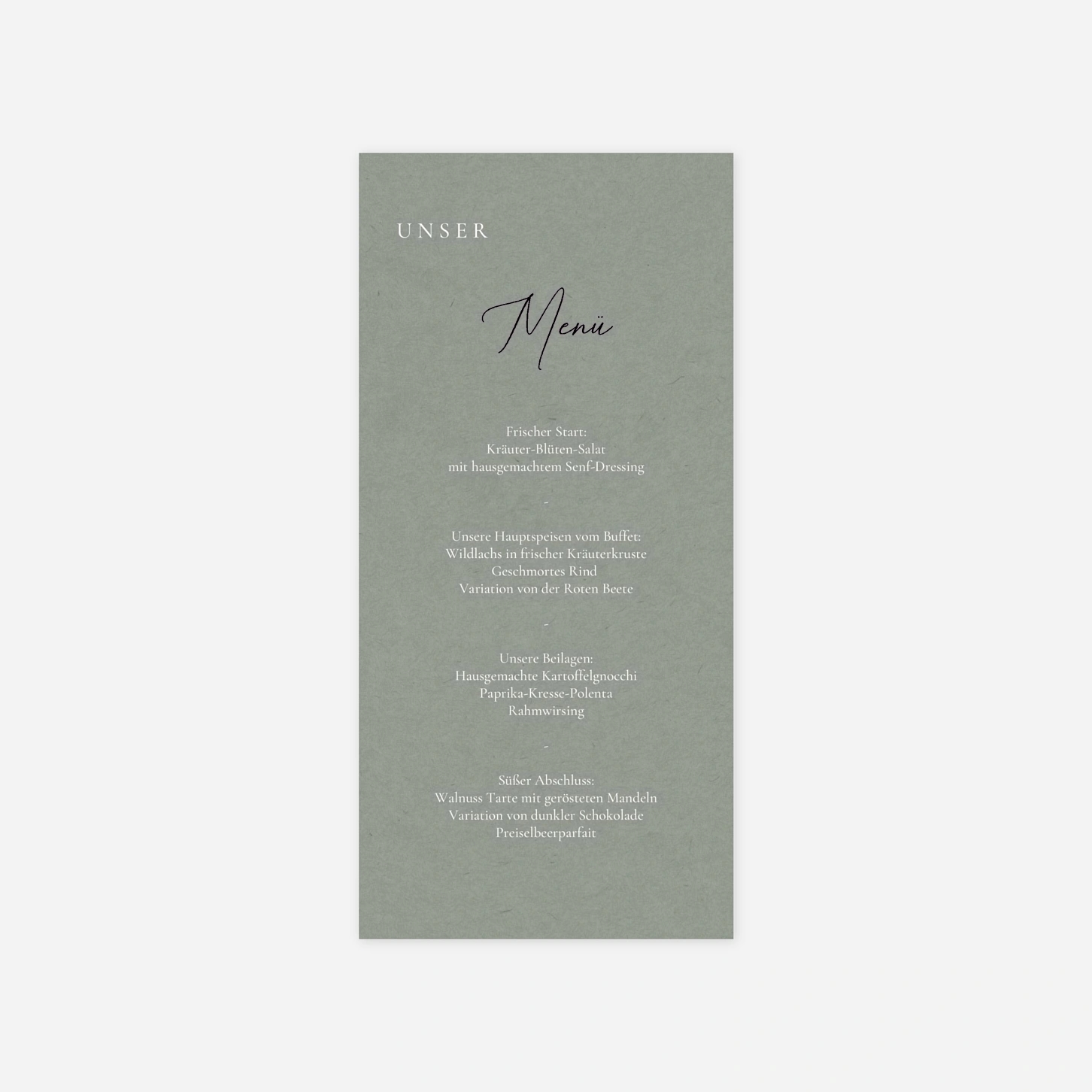 Menükarte Hochzeit Verbunden in Liebe