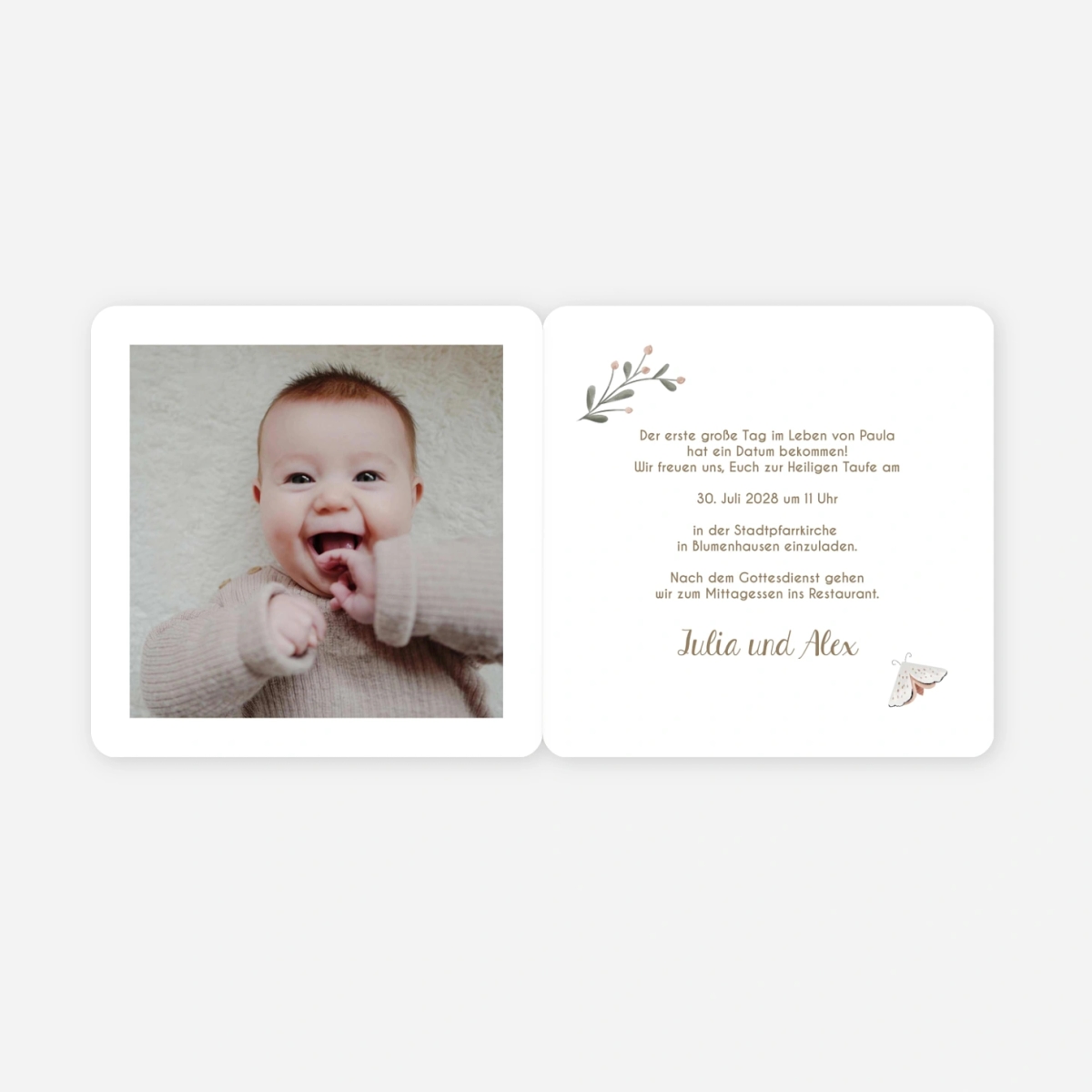 Taufeinladung Zarte Natur