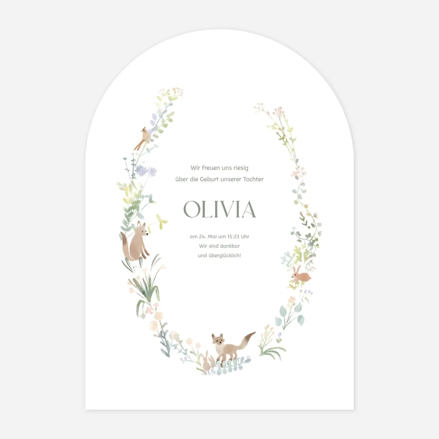 Geburtskarte Waldszenerie