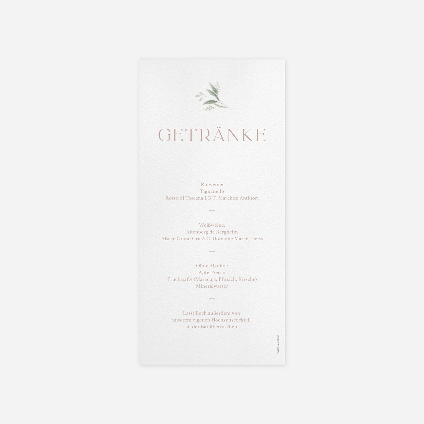 Menükarte Hochzeit Wilde Blüte