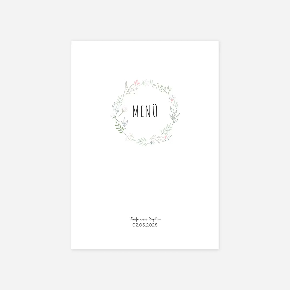 Menükarte Taufe Wiesenblume