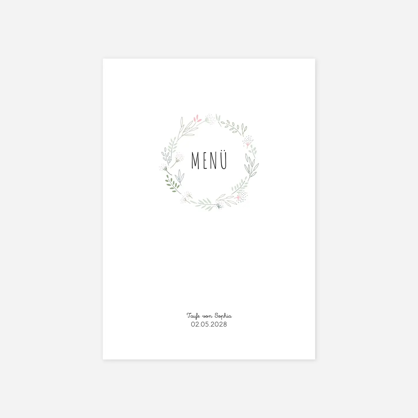 Menükarte Taufe Wiesenblume