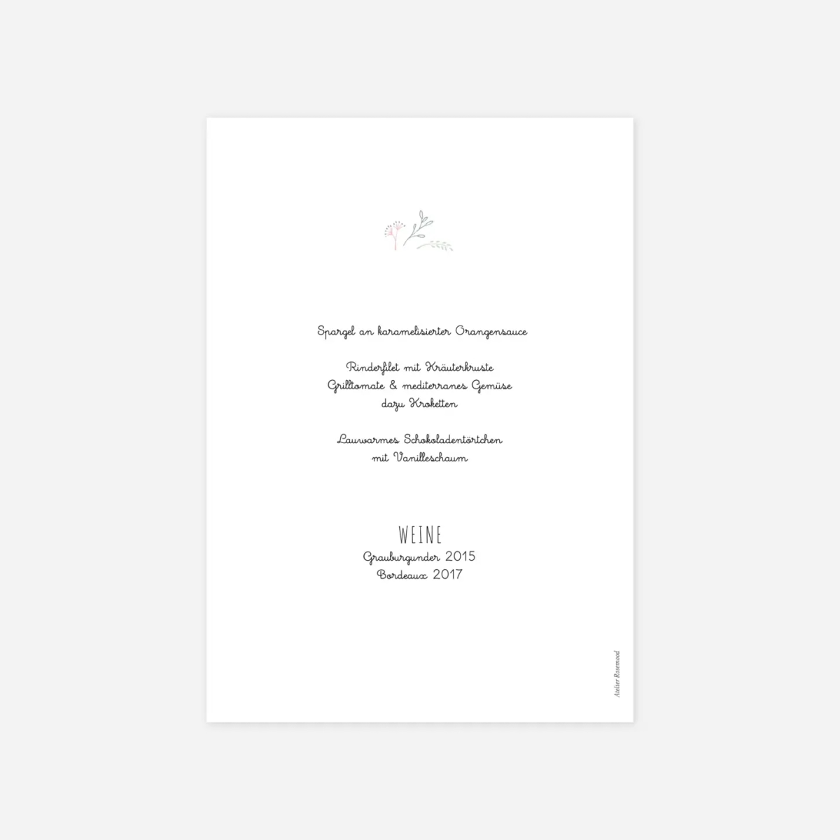 Menükarte Taufe Wiesenblume