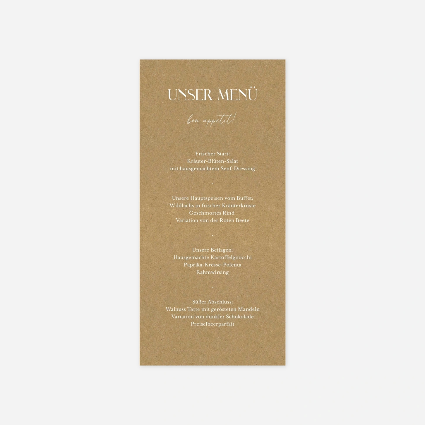 Menükarte Hochzeit Wir im Glück