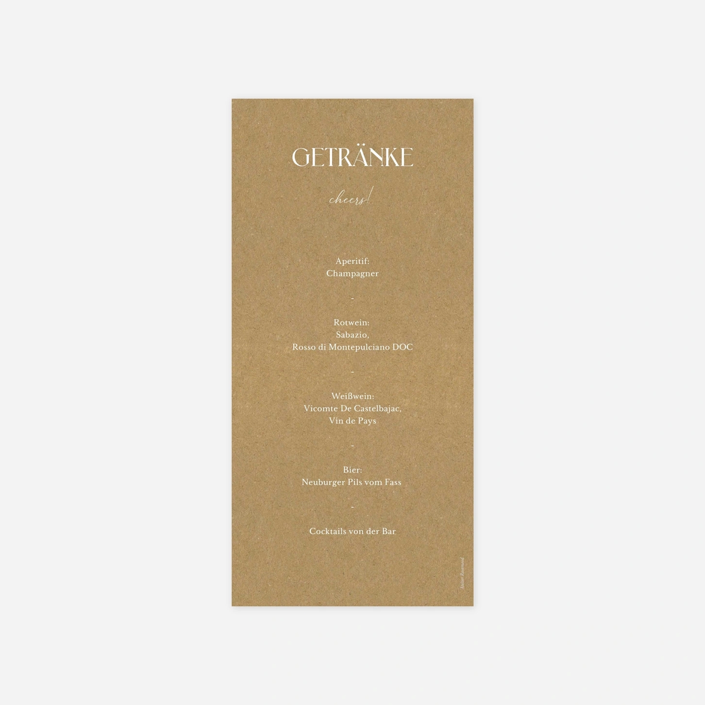 Menükarte Hochzeit Wir im Glück