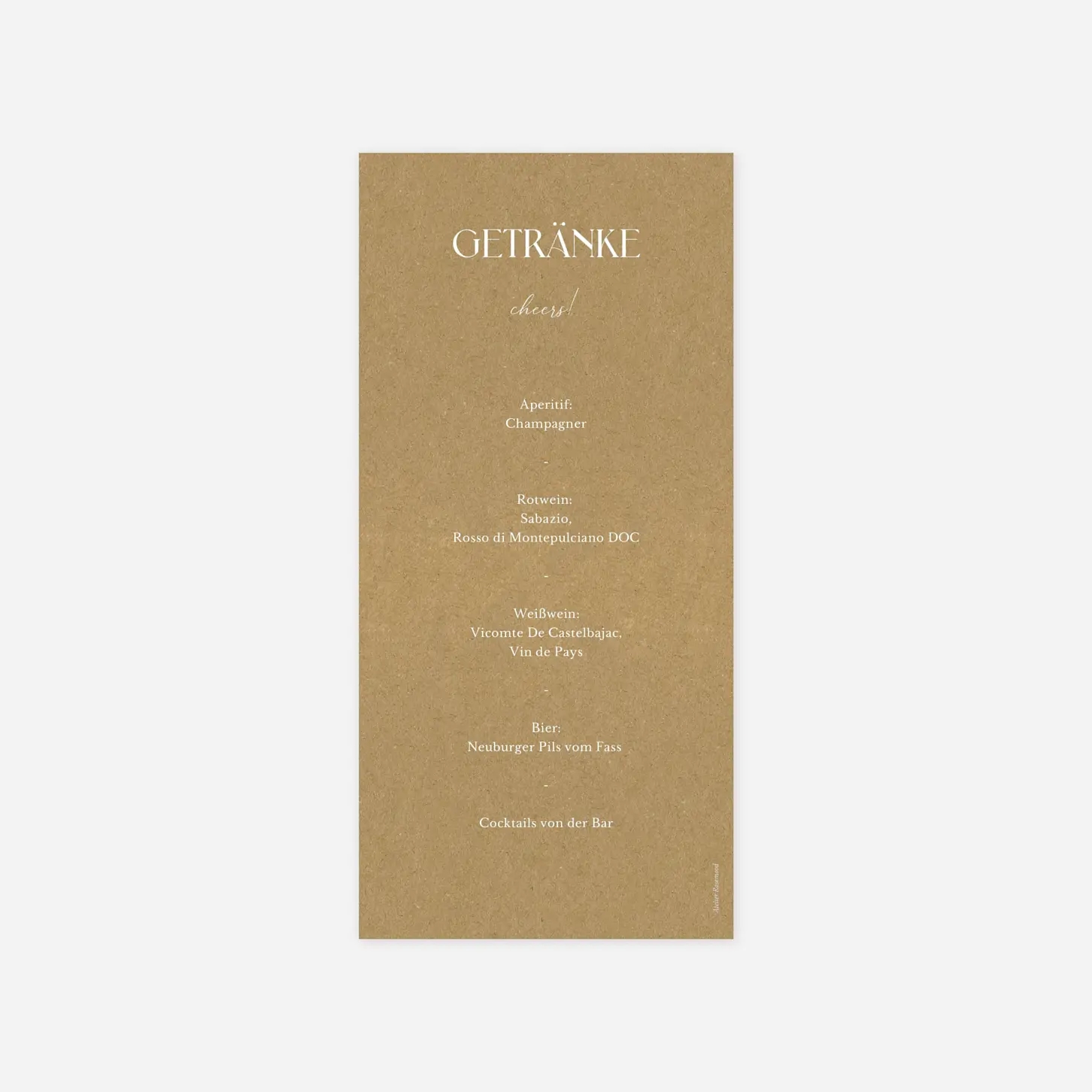 Menükarte Hochzeit Wir im Glück