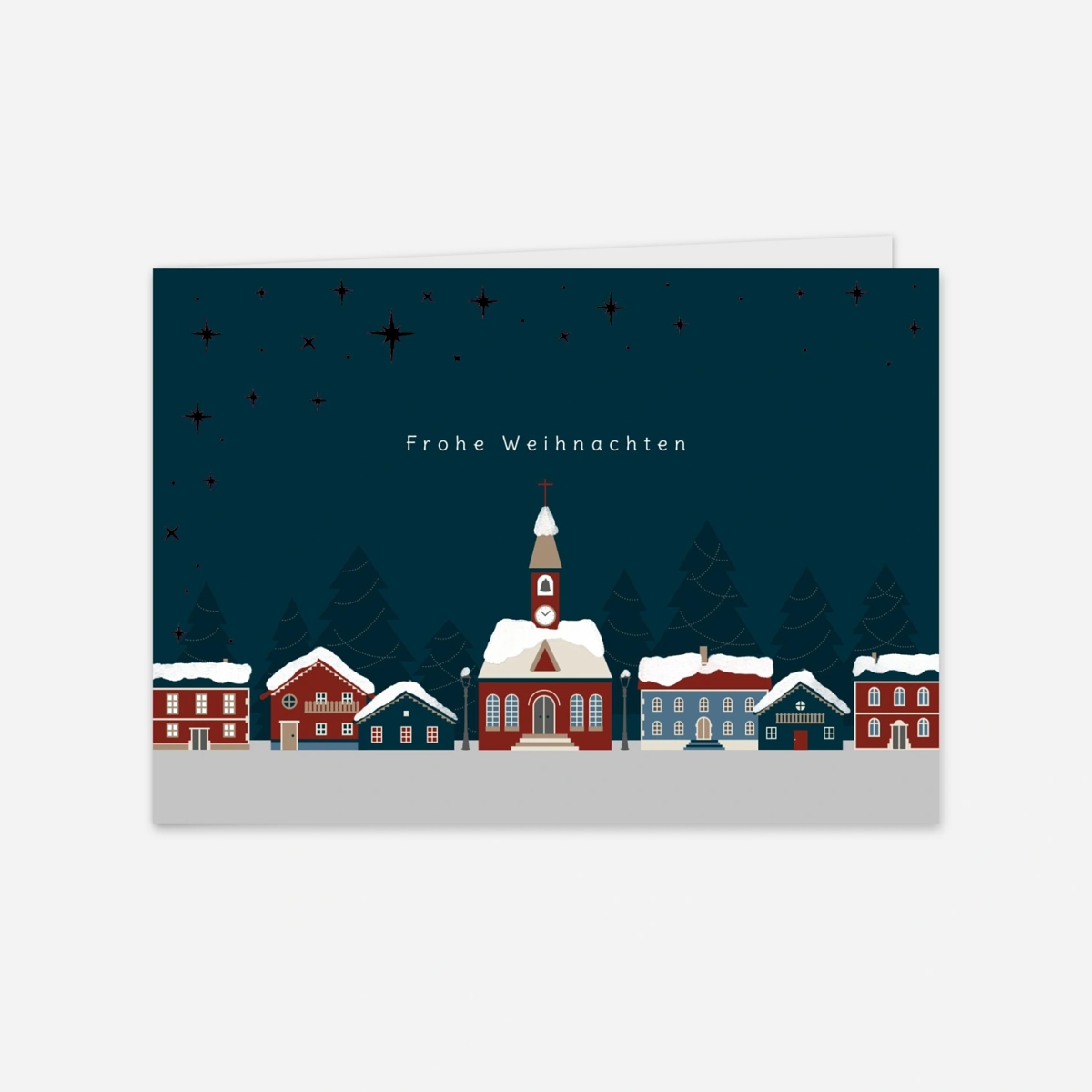 Geschäftliche Weihnachtskarte Winterdorf