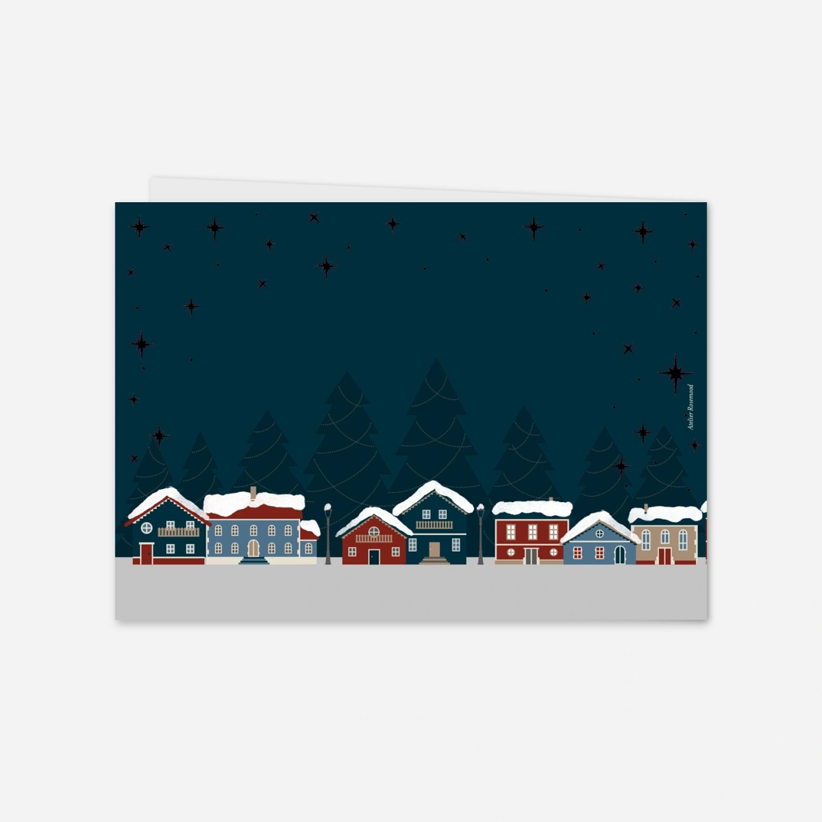 Geschäftliche Weihnachtskarte Winterdorf