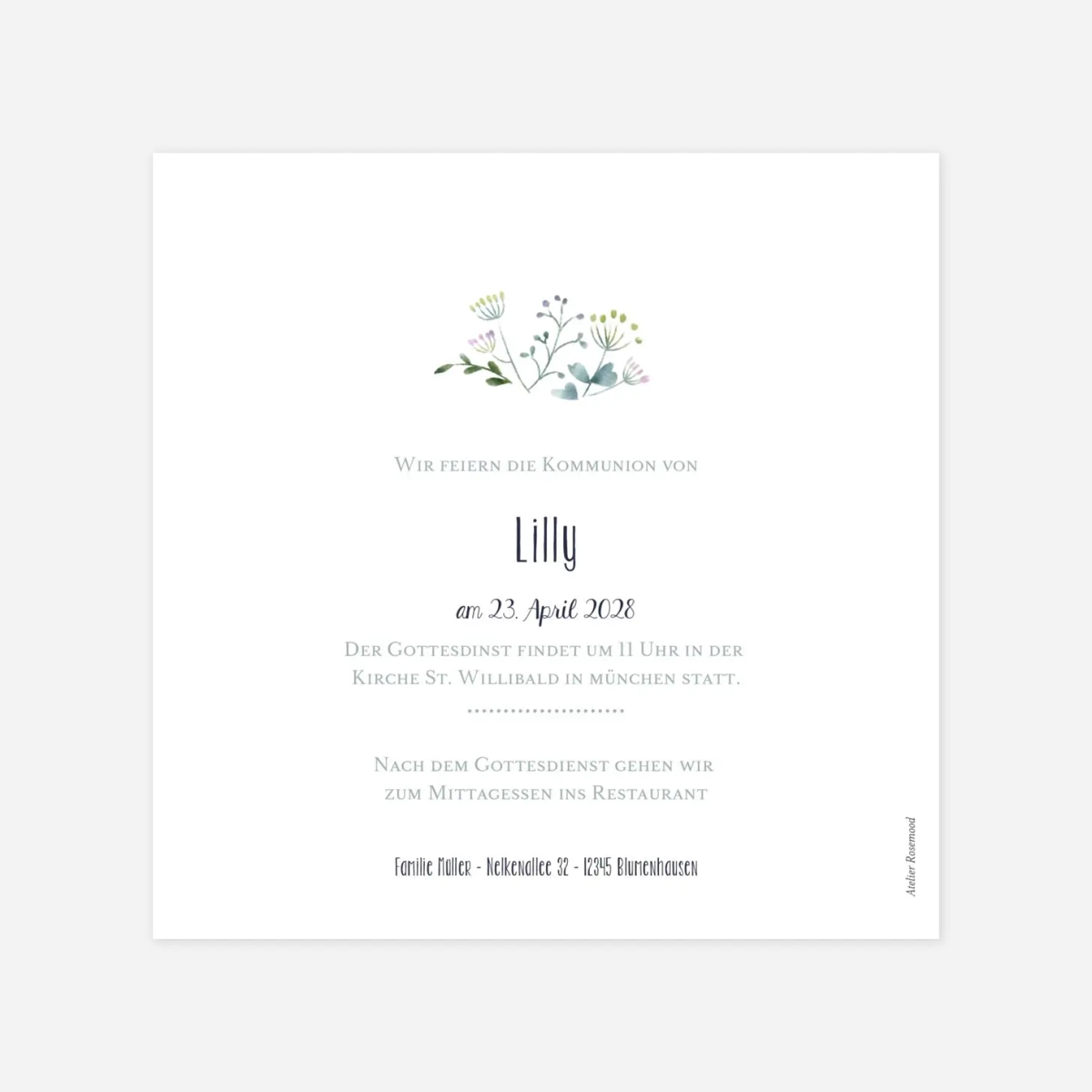 Kommunionseinladung Wildblumen